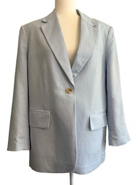 NWT H&M Linen Blend Pastel Spring Blue Blazer Oversized Medium